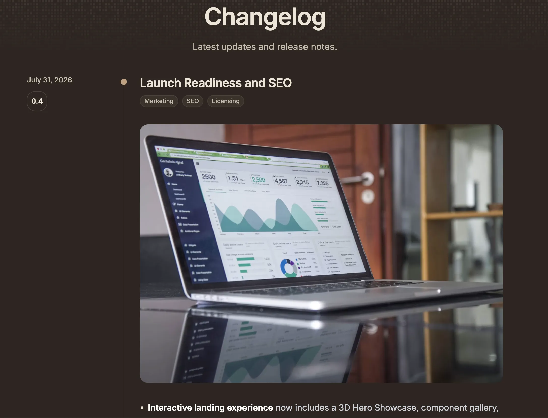changelog preview - Dark Mode