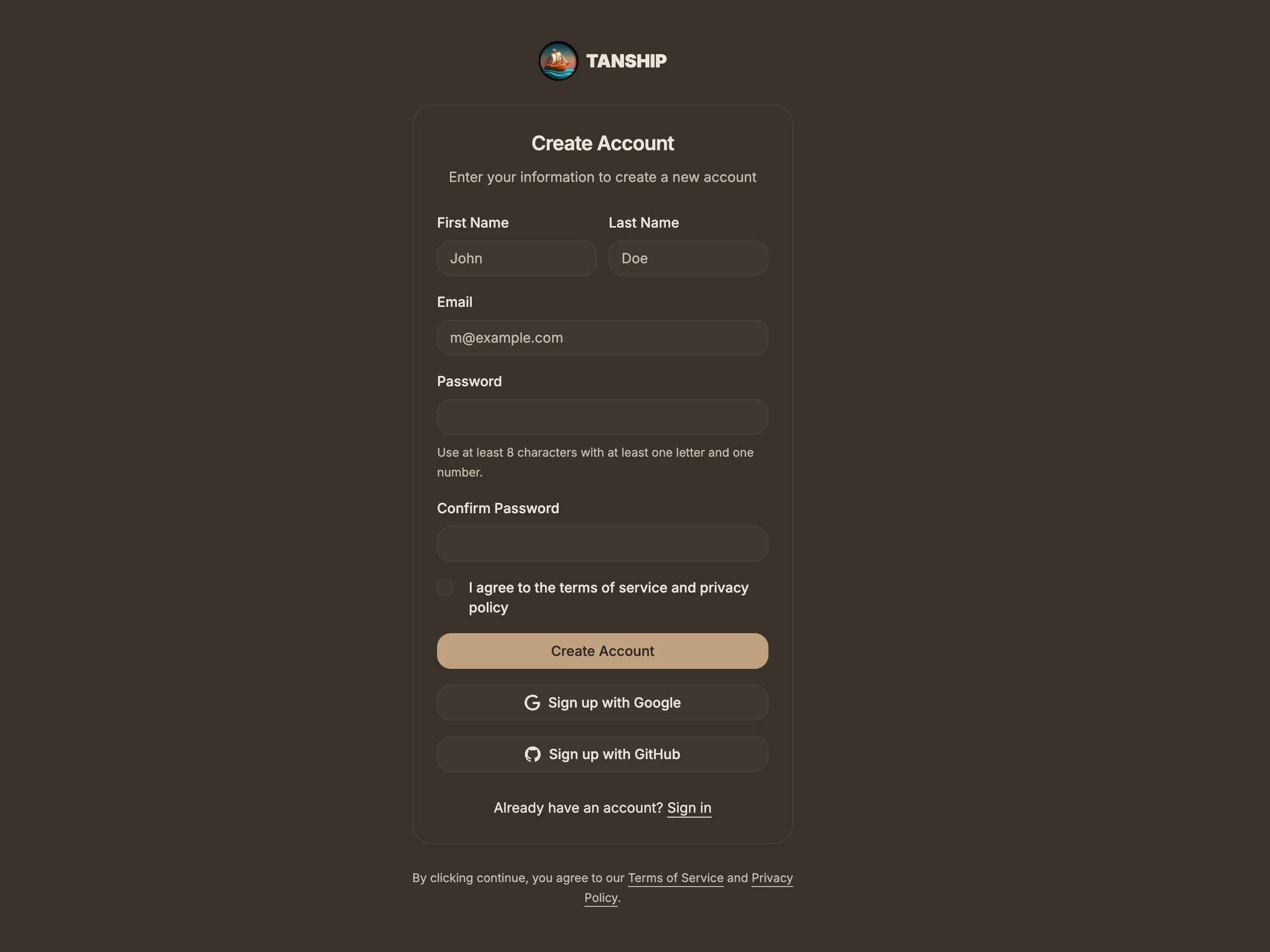 authentication flow preview - Dark Mode