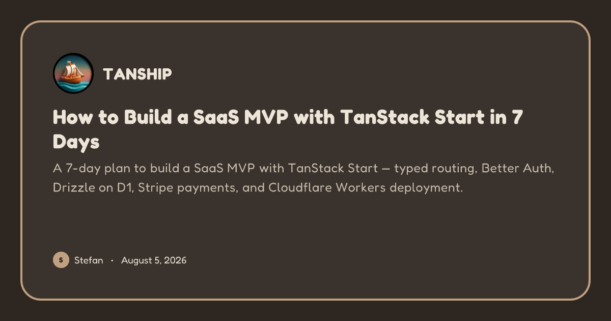 How to Build a SaaS MVP with TanStack Start in 7 Days